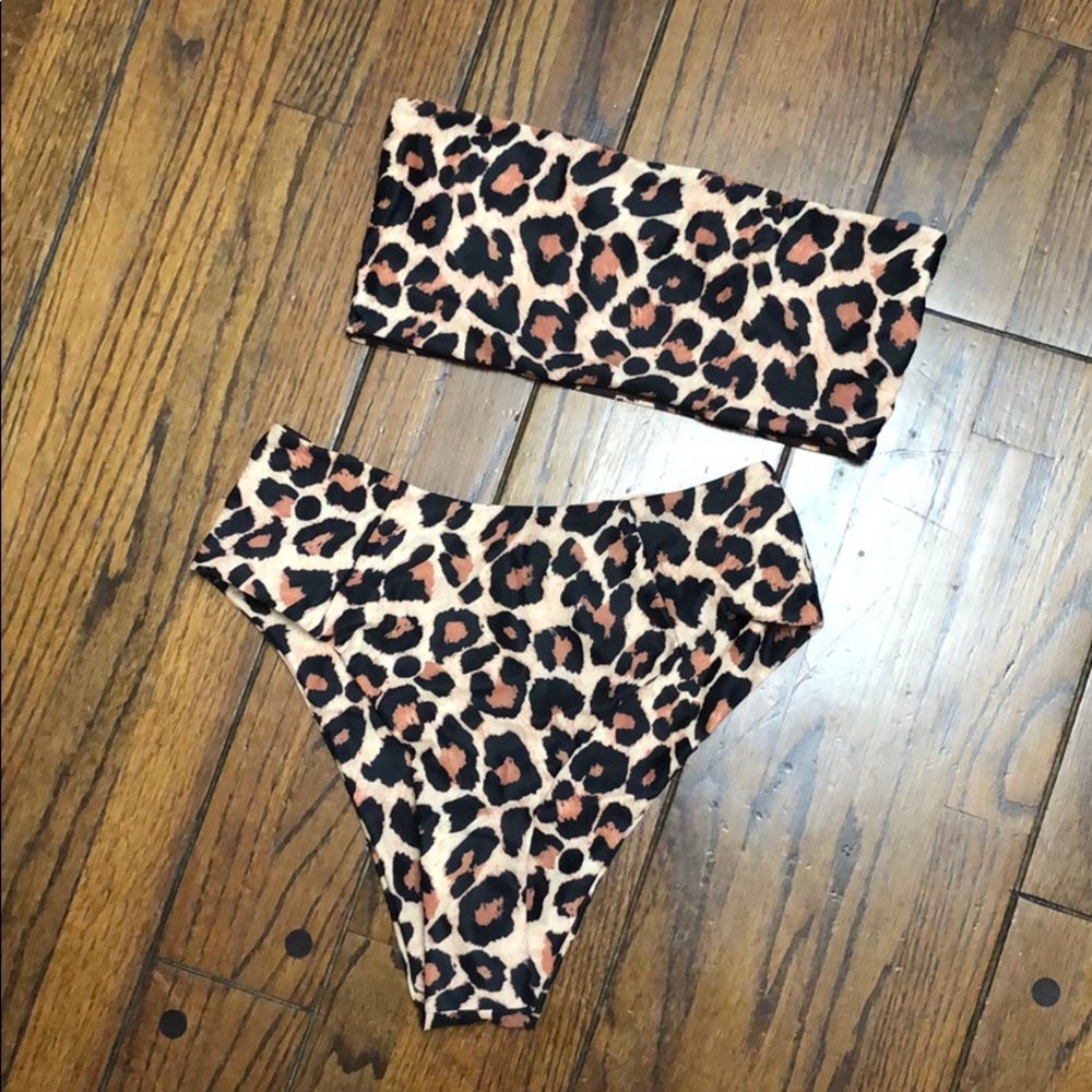 Bandeau + high waist bikini set